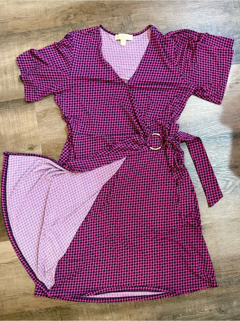 Michael Kors Geometric Wrap Midi Dress Size Medium